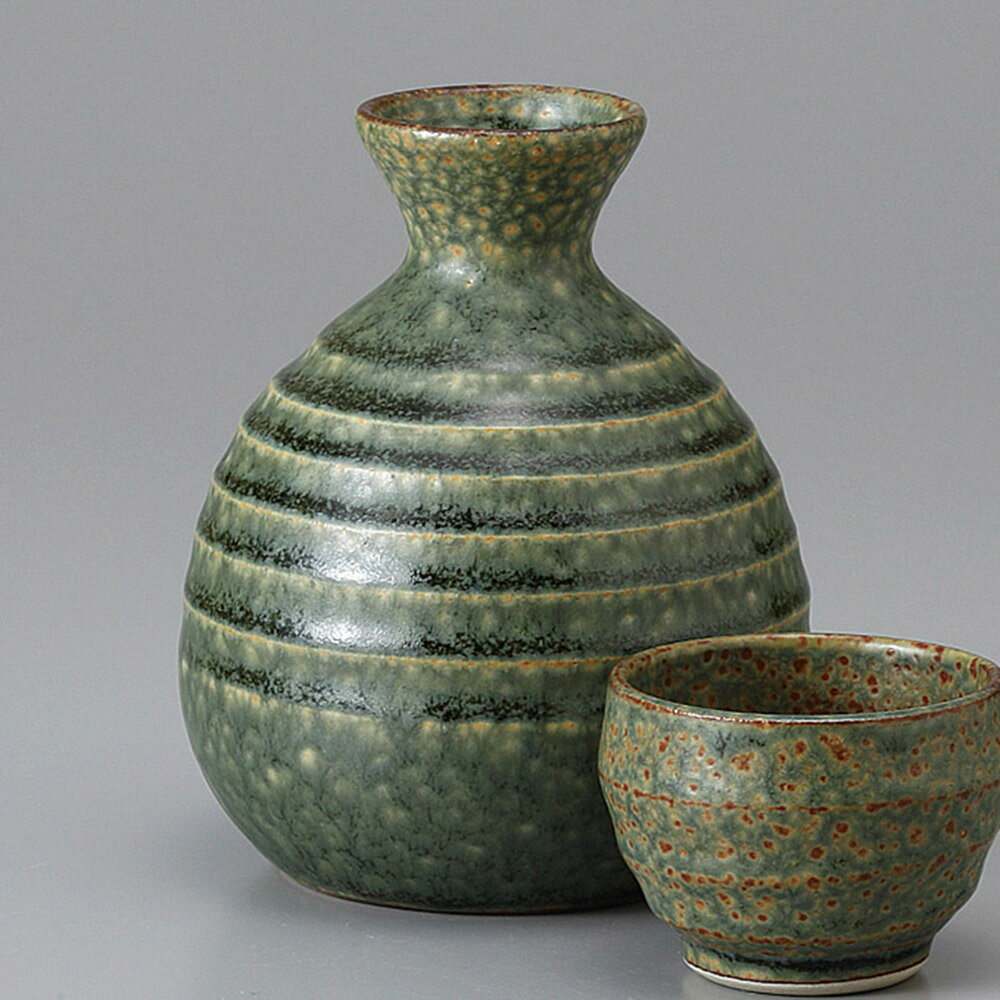 美濃焼 徳利・盃・骨酒 織部おふけ玉徳利 9×11cm 約310cc