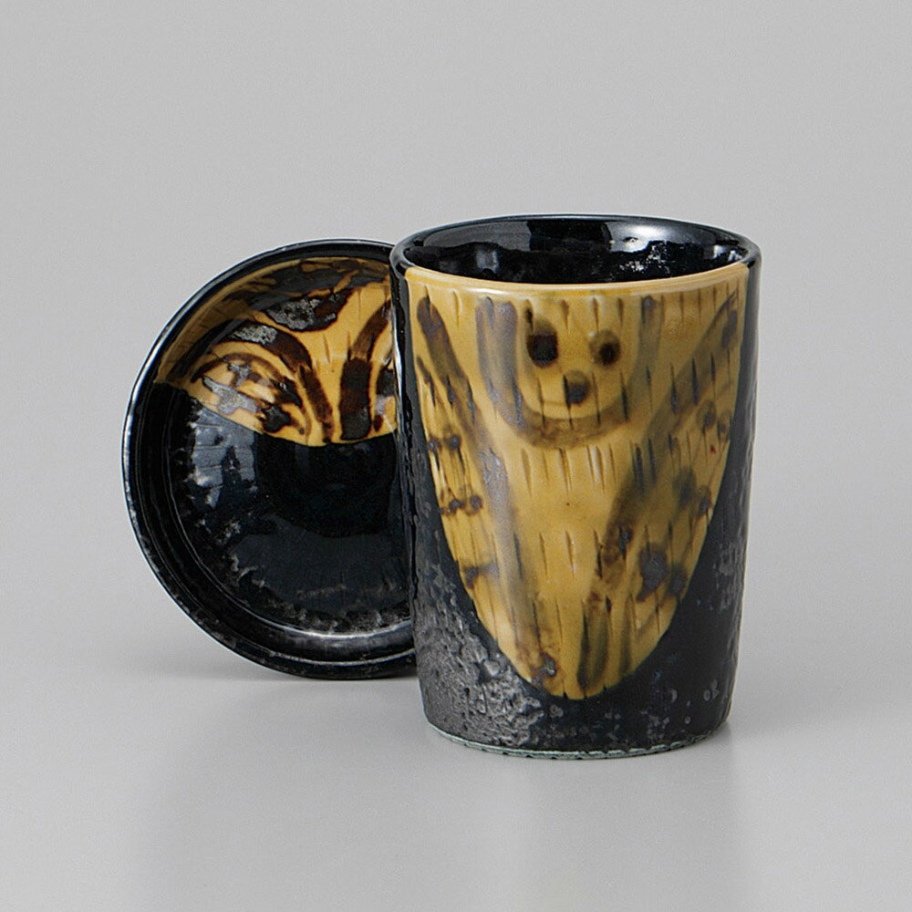 美濃焼 ひれ酒・ハカマ・食前酒 黒釉矢車ふぐヒレ酒　（特大） 7×10.3cm 蓋8.5cm 約190cc