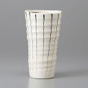 美濃焼 ビール・焼酎・フリーカップ 黒白十草焼酎カップ(白) 8.5×15cm 約400cc