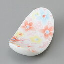 美濃焼 箸置き 花づくし楕円反ピンク　箸置 5×3.5×1.5cm