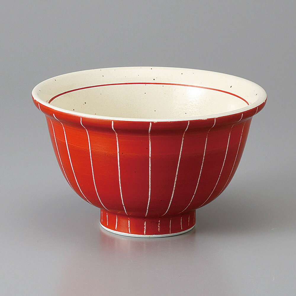 美濃焼 そば用品・麺丼・そば丼 萩粉引赤削十草5．3反玉渕丼 16.6×10cm 950cc