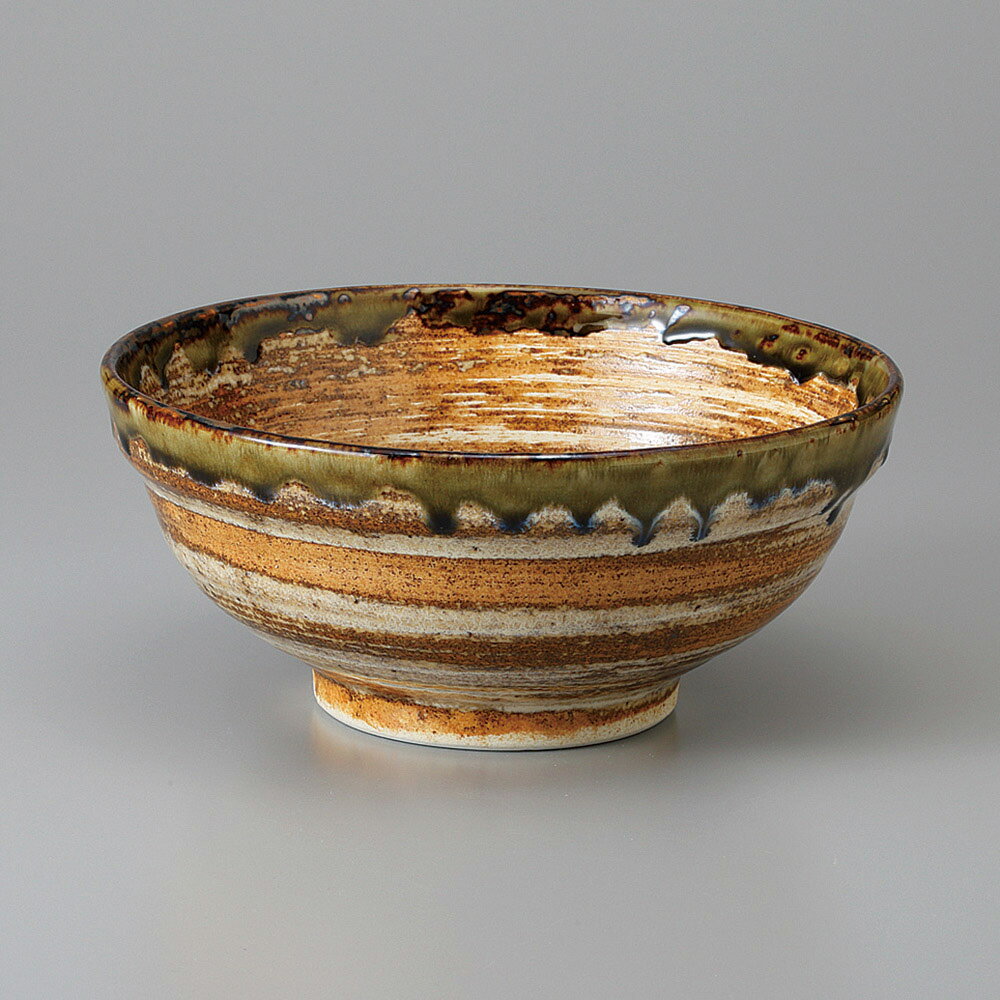 美濃焼 そば用品・麺丼・そば丼 織部6．8玉渕丼 20.5×9cm