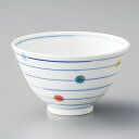 瀬戸焼 茶碗 四色水玉夏目型飯碗（大） 11.7×6.9cm