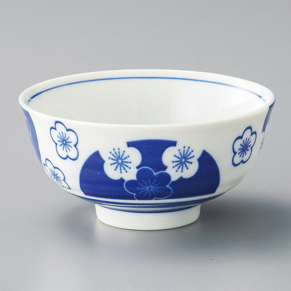 美濃焼 茶碗 藍染　梅文様茶碗 11.5×