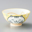 美濃焼 茶碗 スマイル猫 黄孫平 10.5×5.2cm