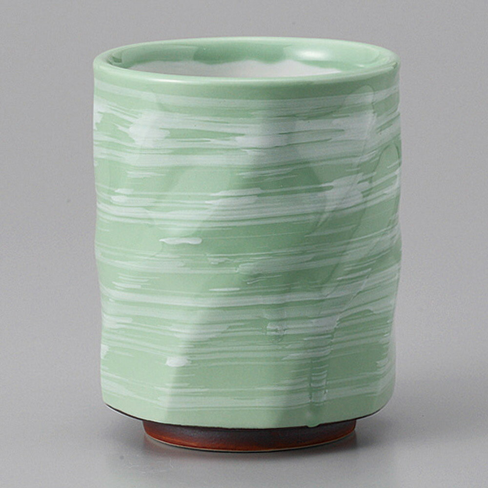 美濃焼 八角型ヒワ刷毛寿司湯呑（無地） 7.5×9.5cm