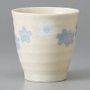 美濃焼 長湯呑 和桜湯呑(青) 8.2×8.5cm 230cc