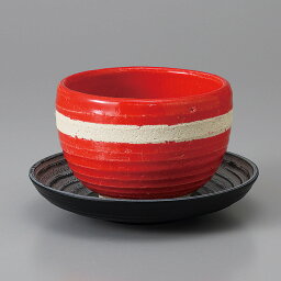 美濃焼 いっぷく碗 白摺4．5象刻茶托 13.6×2.7cm