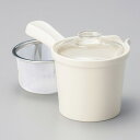美濃焼 クリーム口広ガラス蓋清潔急須 U付 10.4×11cm 360cc