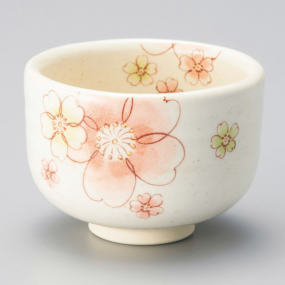 美濃焼 抹茶碗 モダン桜オレンジ野点碗（ボール箱入） 10.5×7.5cm