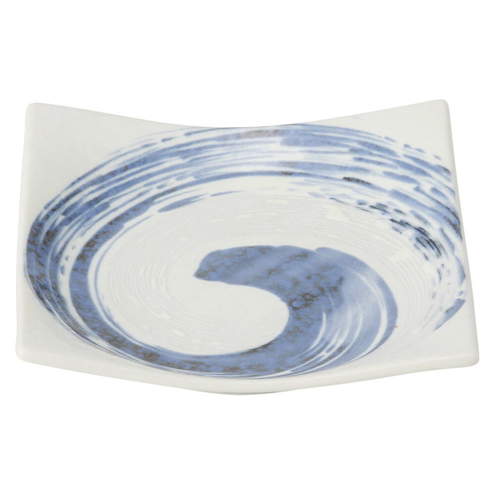 美濃焼 粉引青流 粉引青流　正角4．5皿 13.5×13.5cm