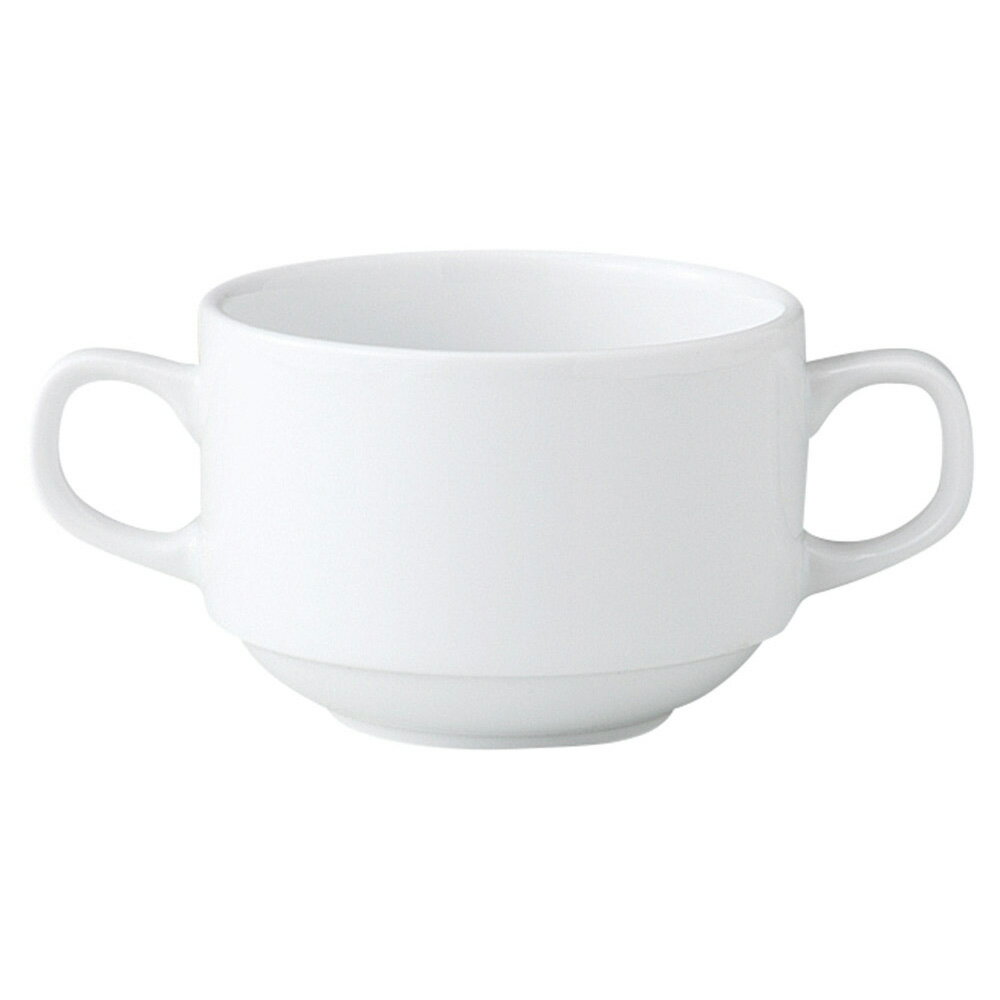 美濃焼 ハイストロング　ホワイト（高強度磁器給食用食器） ハイストロング　ホワイト（高強度磁器給食用食器）　両手スタックカップ 13.2×8.3×6cm 200cc