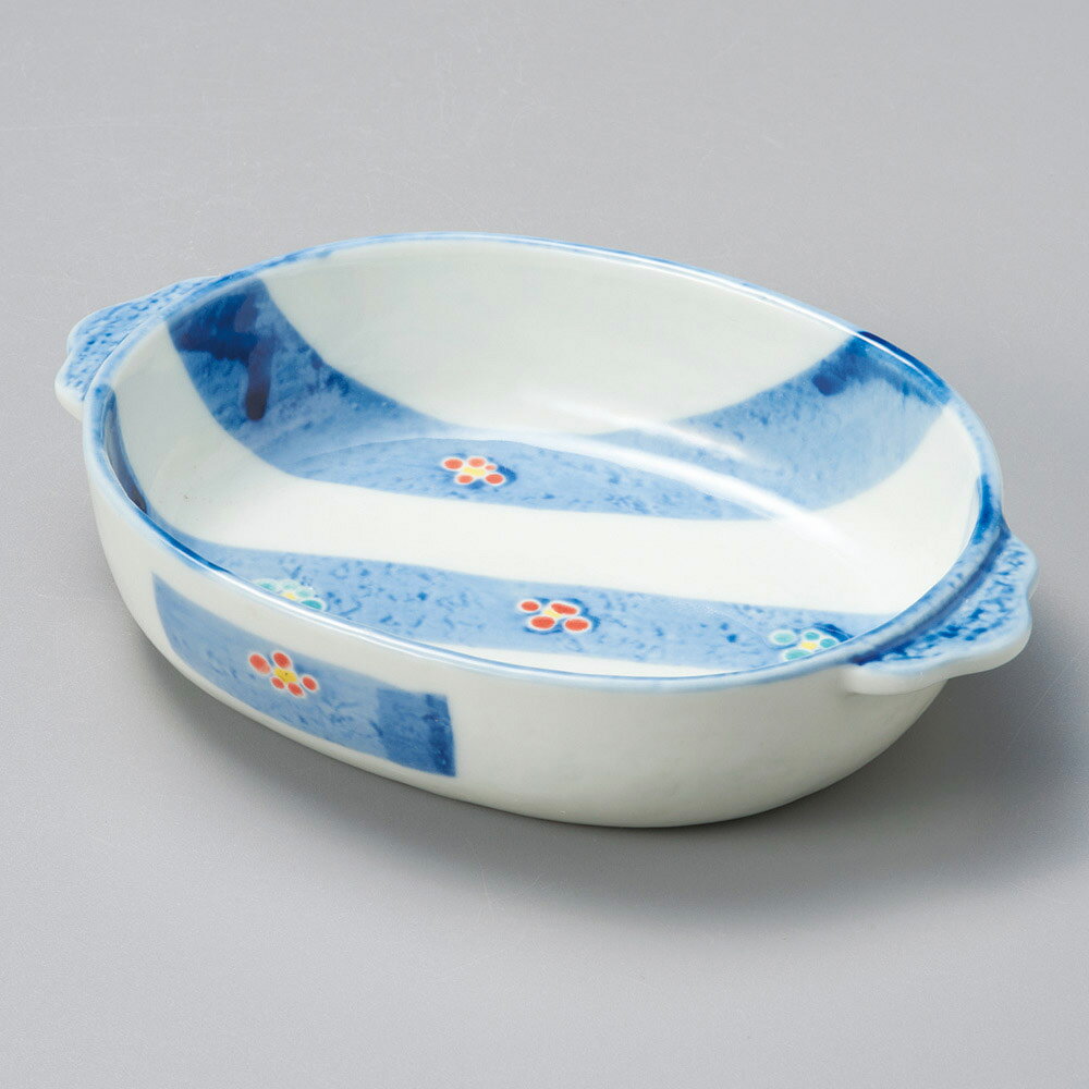 瀬戸焼 耐熱食器 帯梅グラタン　（X） 18.5×12.7×3.8cm