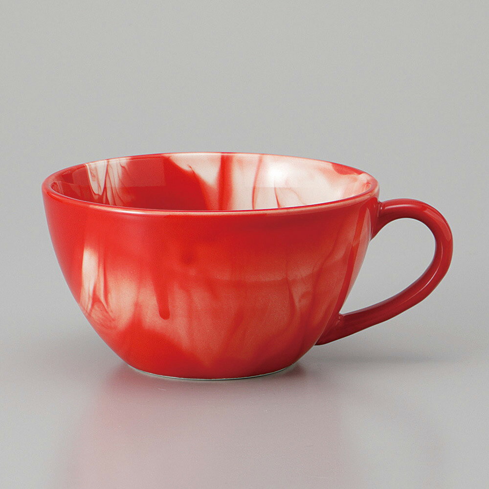 美濃焼 ライオントリュフ・スープ マーブル（赤）スープ碗 14.3×11.4×6.2cm 350cc