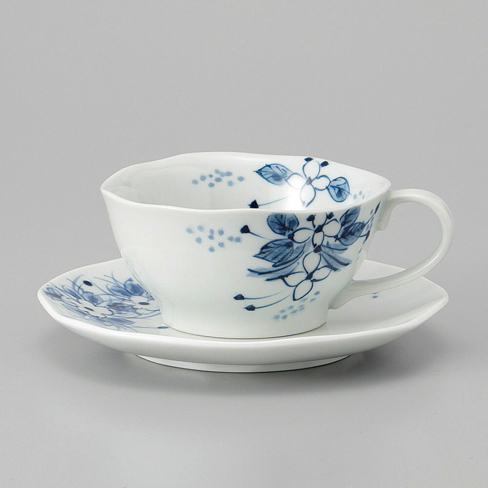 美濃焼 コーヒーC／S 手描小花ティーカップ 12.4×15.7×4.9cm