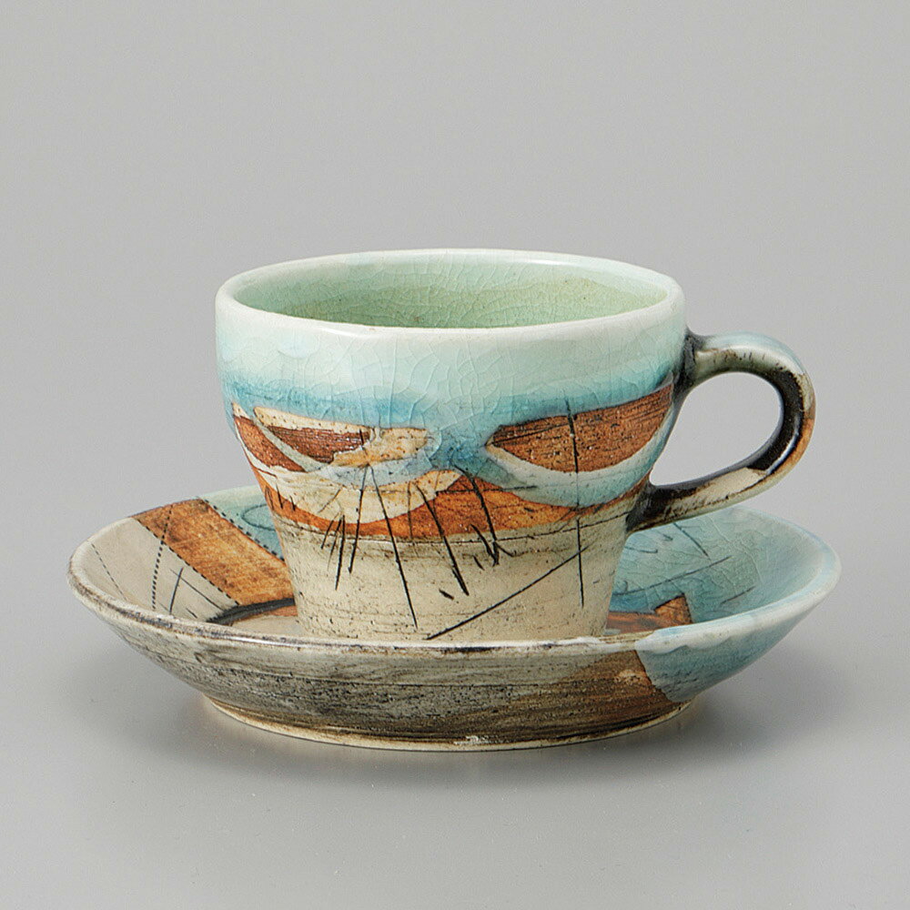 美濃焼 二色線刻　青碗のみ 8.5×7cm 200cc(3)