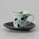 美濃焼 コーヒーC/S しあわせコーヒー碗皿セット(ブルー)