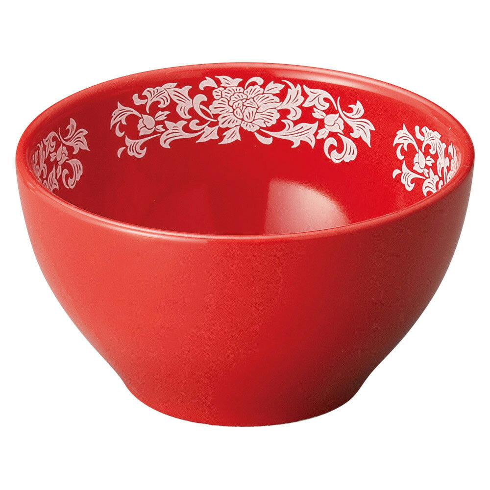 美濃焼 赤白盛牡丹 赤白盛牡丹　13cm多用丼