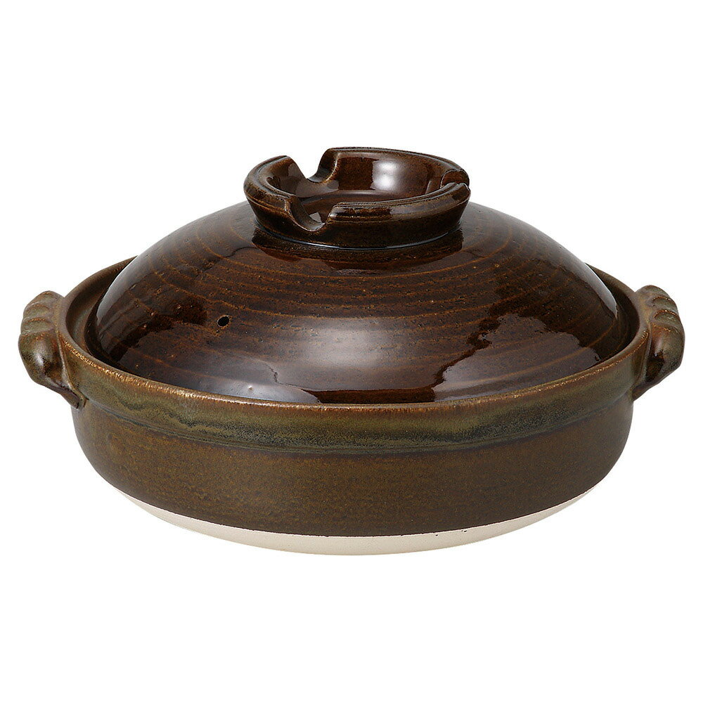 萬古焼 鉄釉8号鍋 28.5×25×15cm　土鍋