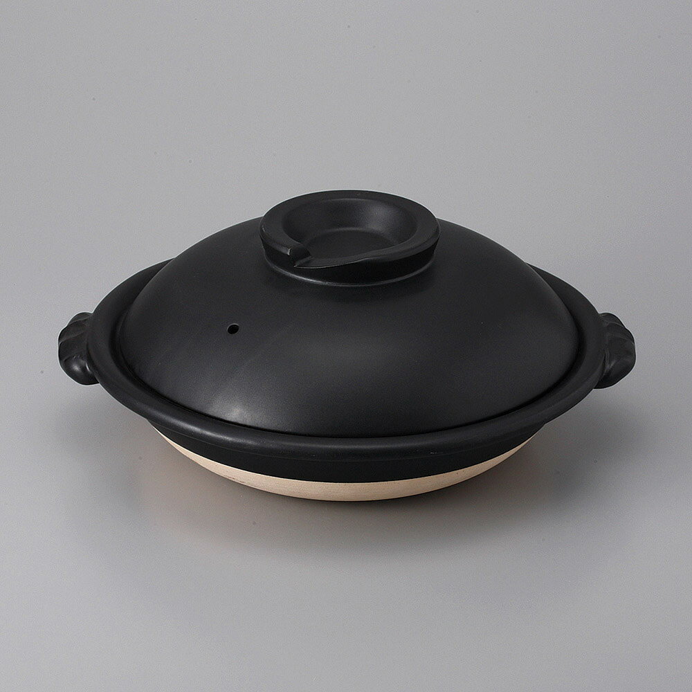 萬古焼 土鍋 黒10号スッポン鍋 35×31×14cm