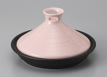 国産土鍋　タジン鍋　22cm　ピンク　カラフル無水鍋　日本製