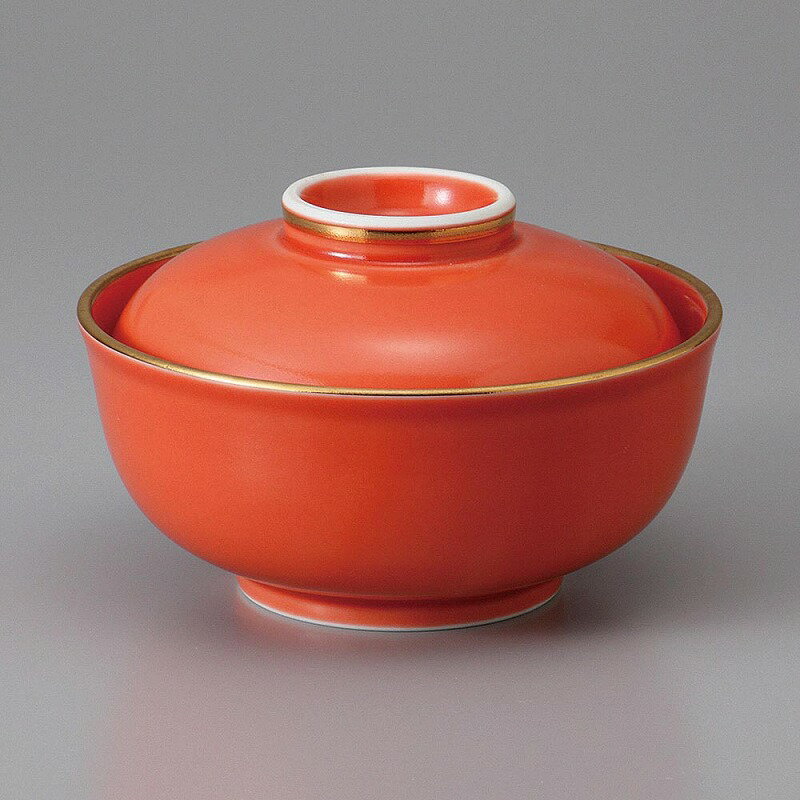 有田焼　渕金オレンジ釉蓋物