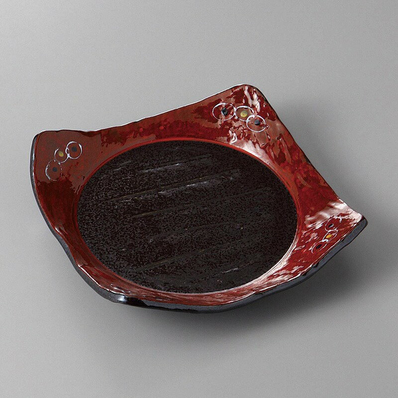 南蛮赤絵角口変り皿