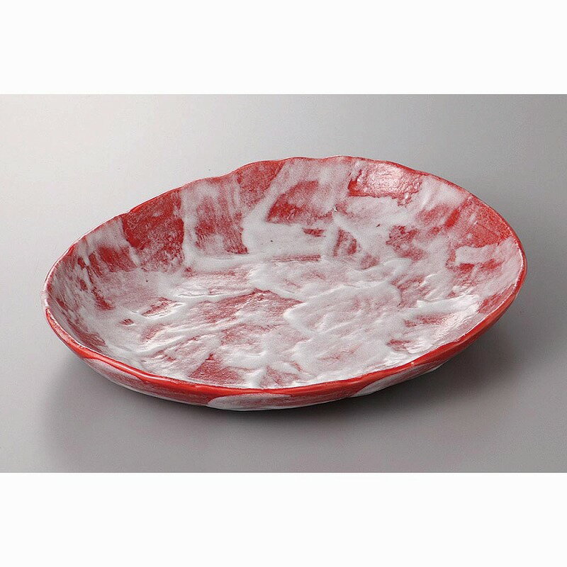 赤彩花ダ円大皿