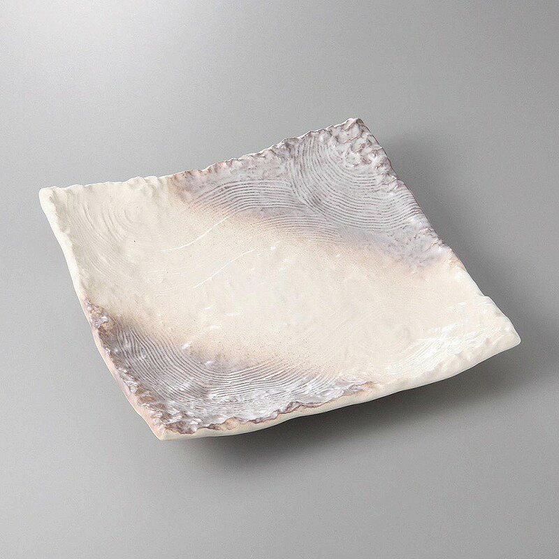 かすみ志野足付10号正角皿