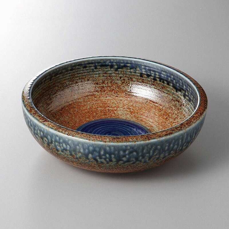 美濃焼　藍流し青炎括り手8．0盛鉢　24×8cm