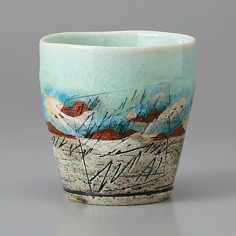 線刻　青フリーカップ