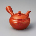美濃焼 朱泥松彫急須(帯アミ)16.5×14×9cm 300cc