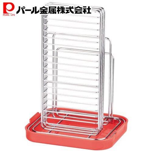 パール金属 シンプルストレージ 包丁・まな板 スタンド レッド HB-311(3)