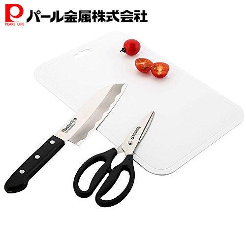 パール金属 包丁 キッチンバサミ まな板 3点セット Master line2 ステンレス ブラックF-2180