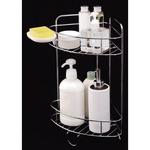 パール金属 バスストレージ コーナー ラック 2段 H-9780 シルバー 幅265×奥行205×高さ390mm 石けん皿含まず