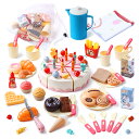 おままごと ティーセット 63点セット ケーキセット DIYティータイム アフタヌーンティーセット デスクマット付 収納ケース ままごとキッチン ごっこ遊び 親...