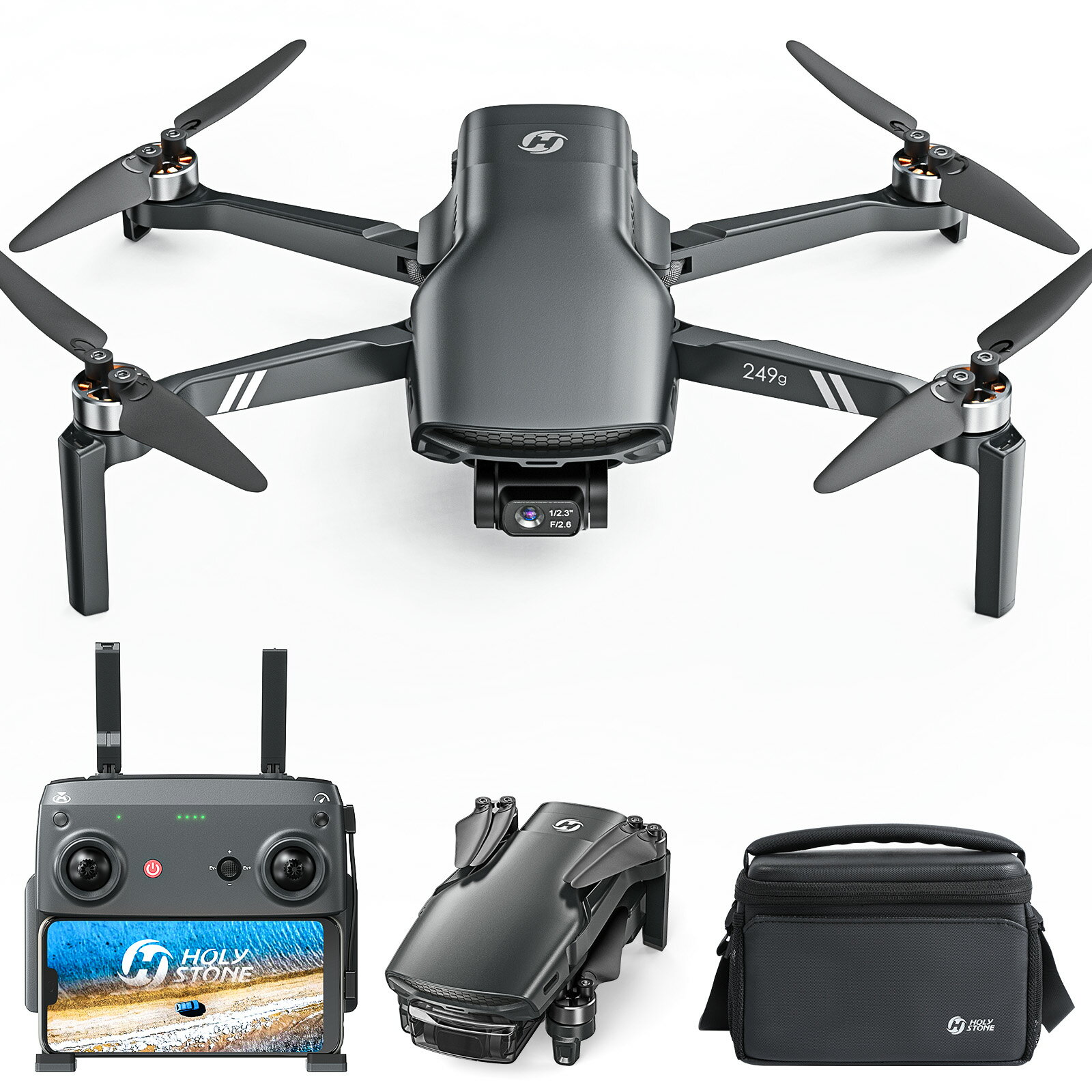 Holy Stone ドローン カメラ付き 4K GPS搭載 3軸ジンバル ブラシレスモーター 屋外 転送距離6KM 折畳み 収納バッグ付き 30分飛行時間 自...