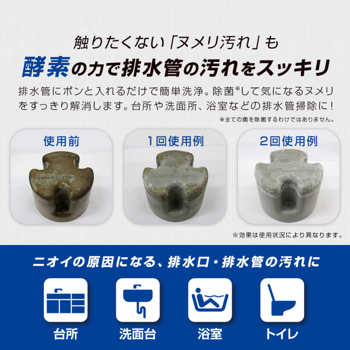 排水管洗剤 排水管の一発洗浄 オレンジタイプ 30錠 （ 非塩素系 排水管 洗浄 タブレット オレンジオイル配合 消臭 除菌 キッチン 洗面所 浴槽内 排水溝 掃除グッズ お掃除 便利グッズ ） livingut-10186450 リビングート 楽天市場店 サンプル画像3