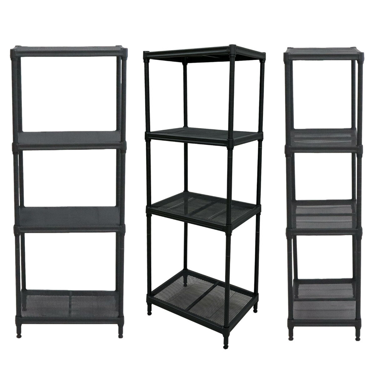 スチールラック 幅44cm 4段 メッシュ 粉体塗装 （ ラック スチール 棚 可動棚 オープンラック 収納 家具 四段 シンプル ホワイト ブラック ）