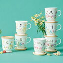 マグカップ フタ付き 350ml イニシャルマグ パルテール 磁器 ( 食洗機対応 マグ カップ コップ 花 イニシャル ふた付き コーヒーカップ ティーカップ コーヒー 紅茶 お茶 ティータイム 取っ手付き )