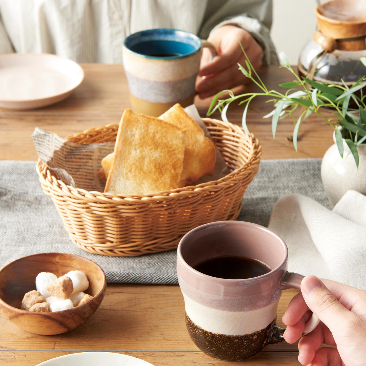 マグカップ グレイズワークス カゴ入りペアマグ （ ペアセット カゴ付き 350ml 食洗機対応 電子レンジ対応 陶器 美濃焼 マグ マグコップ カップ 食器 ペアギフト ペアマグ 取っ手付き ヴィンテージ感 おしゃれ カフェ風 ） livingut-10239351 リビングート 楽天市場店 サンプル画像3