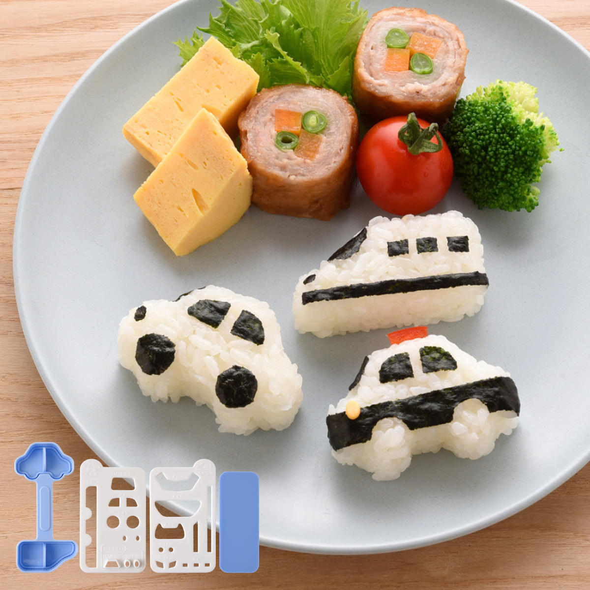 おにぎり型 nicoキッチン のりものおにぎりmini×2 （ お弁当グッズ お弁当作り おにぎり 乗り物 押し型 抜き型 ご飯型抜き 海苔カッター デコ弁 ）