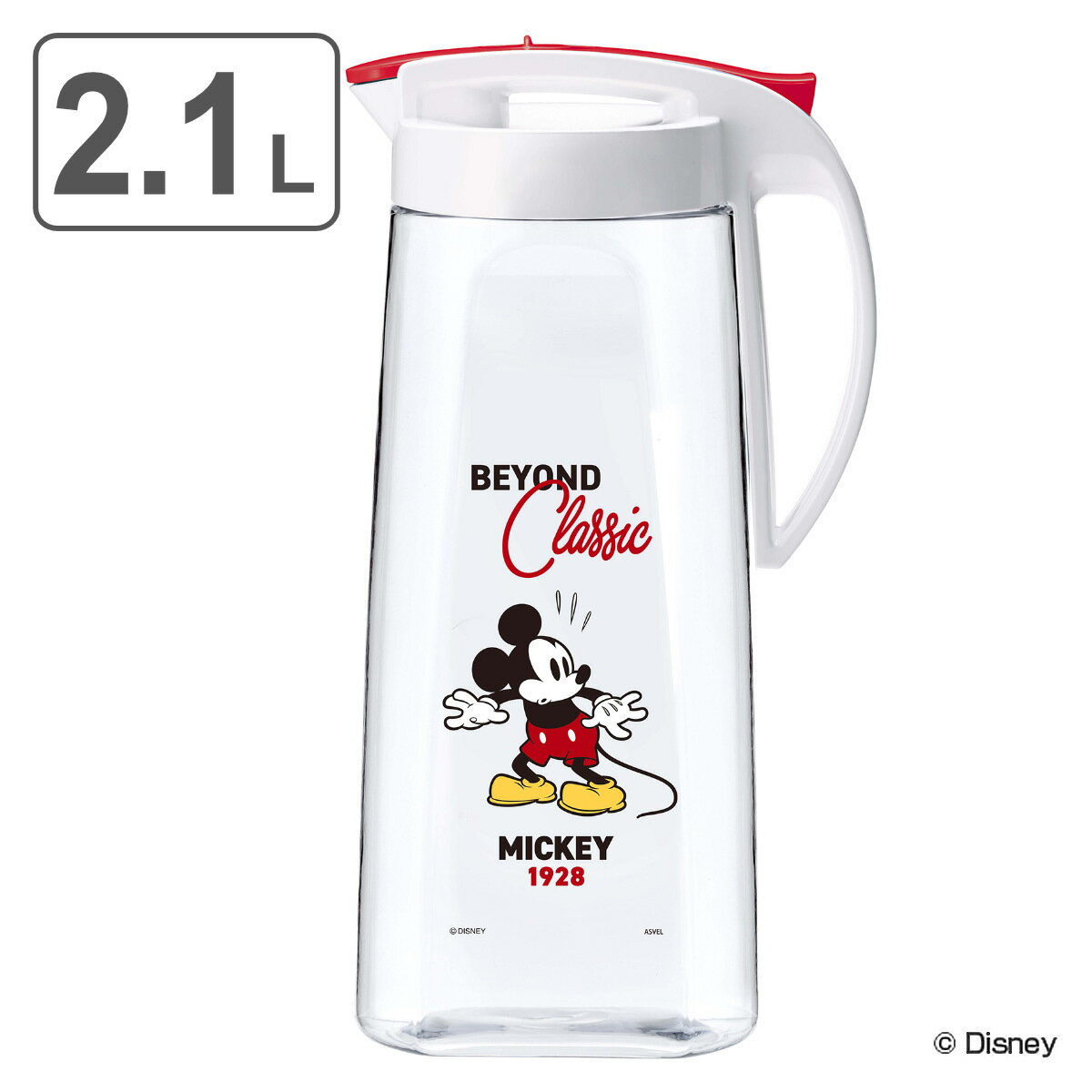 ピッチャー 冷水筒 2.1L ドリンク・ビオ ミッキーマウス プラスチック （ 耐熱 横置き 水差し 麦茶ポット 水さし 冷…