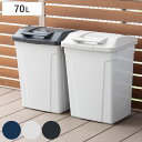 ゴミ箱 70L ハンドル付分別ペール ( ごみ箱 70リットル ふた付き 屋外 ロック機能付き 分別 シンプル 大容量 大きい 角型 縦型 ブルー ライトグレー )