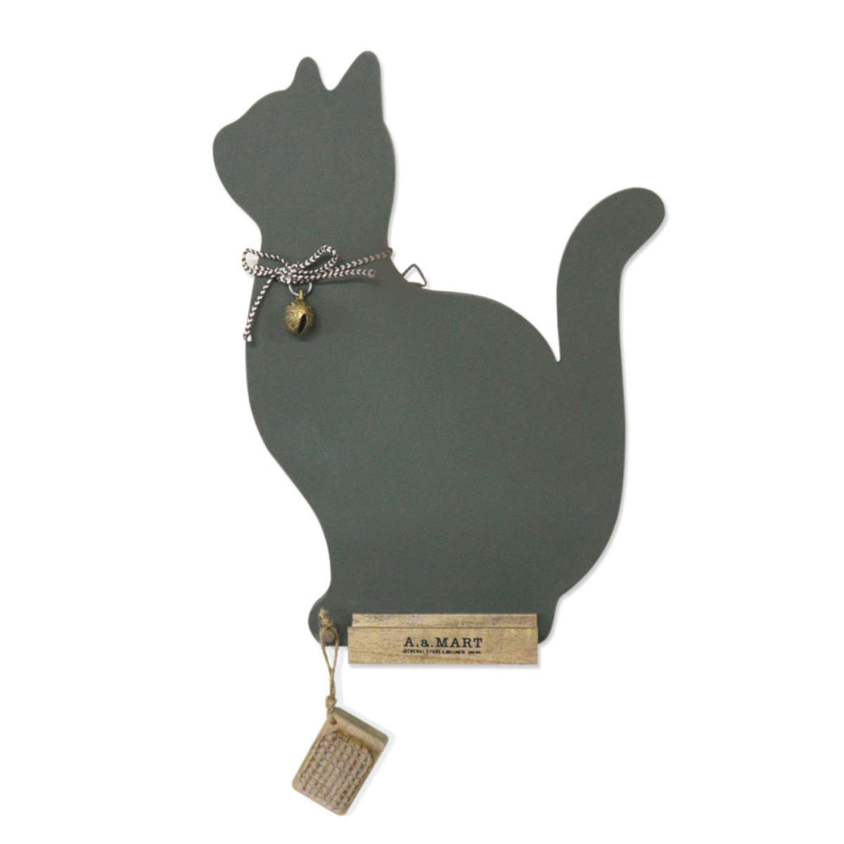 ウェルカムボード 黒板 猫 黒板消し付き （ ねこ シルエット 壁掛け ブラックボード 壁面 ボード ディスプレイ おしゃれ アンティーク インテリア カフェ メニューボード 木製 ）