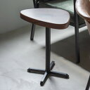 サイドテーブル 高さ50cm アジャスター付 天然木 ( ナイトテーブル ミニテーブル ソファ ベッド 横 チーク 木目 三角 スチール脚 コンパクト )