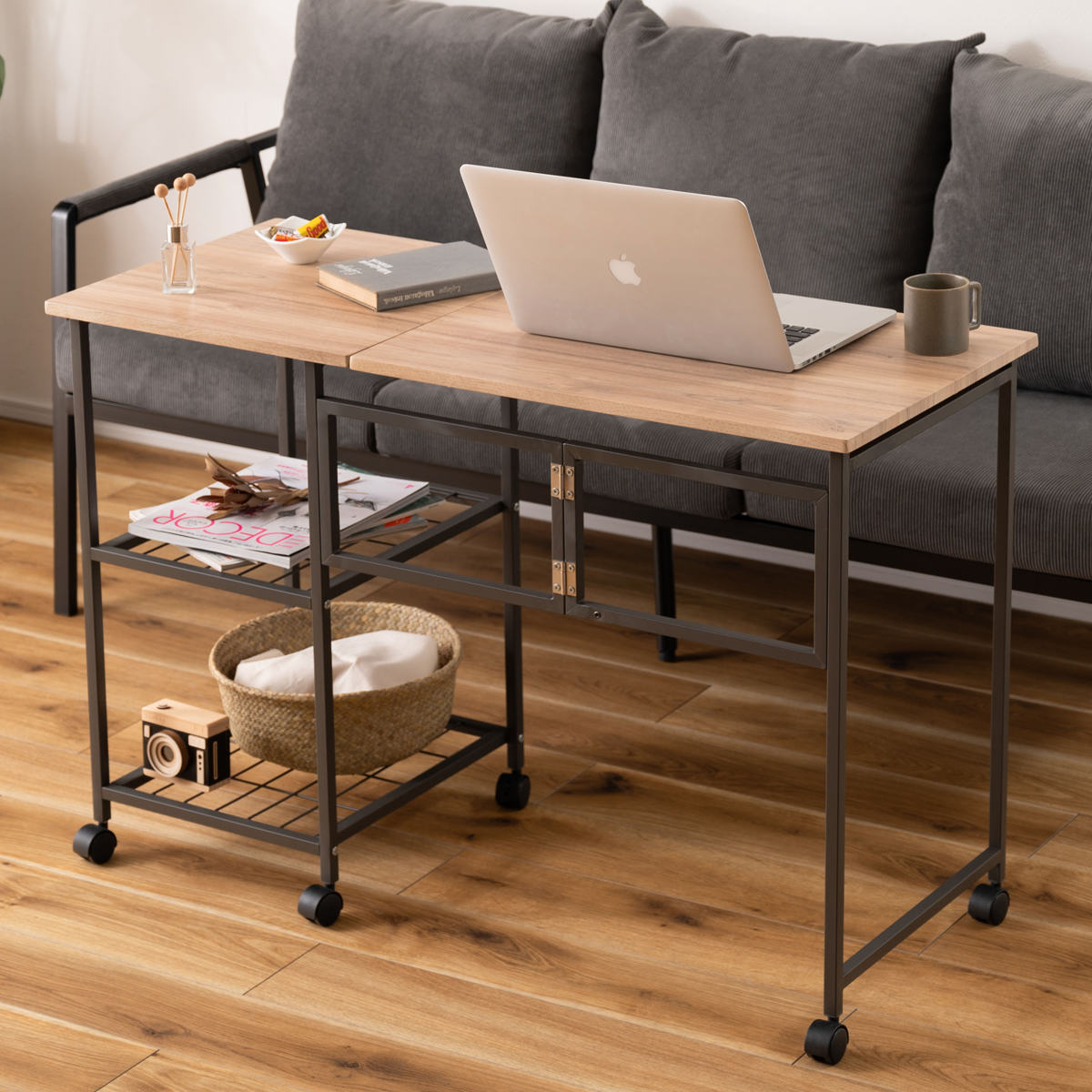 フランスアンティーク木製ドロップリーフテーブル/バタフライ折畳式机