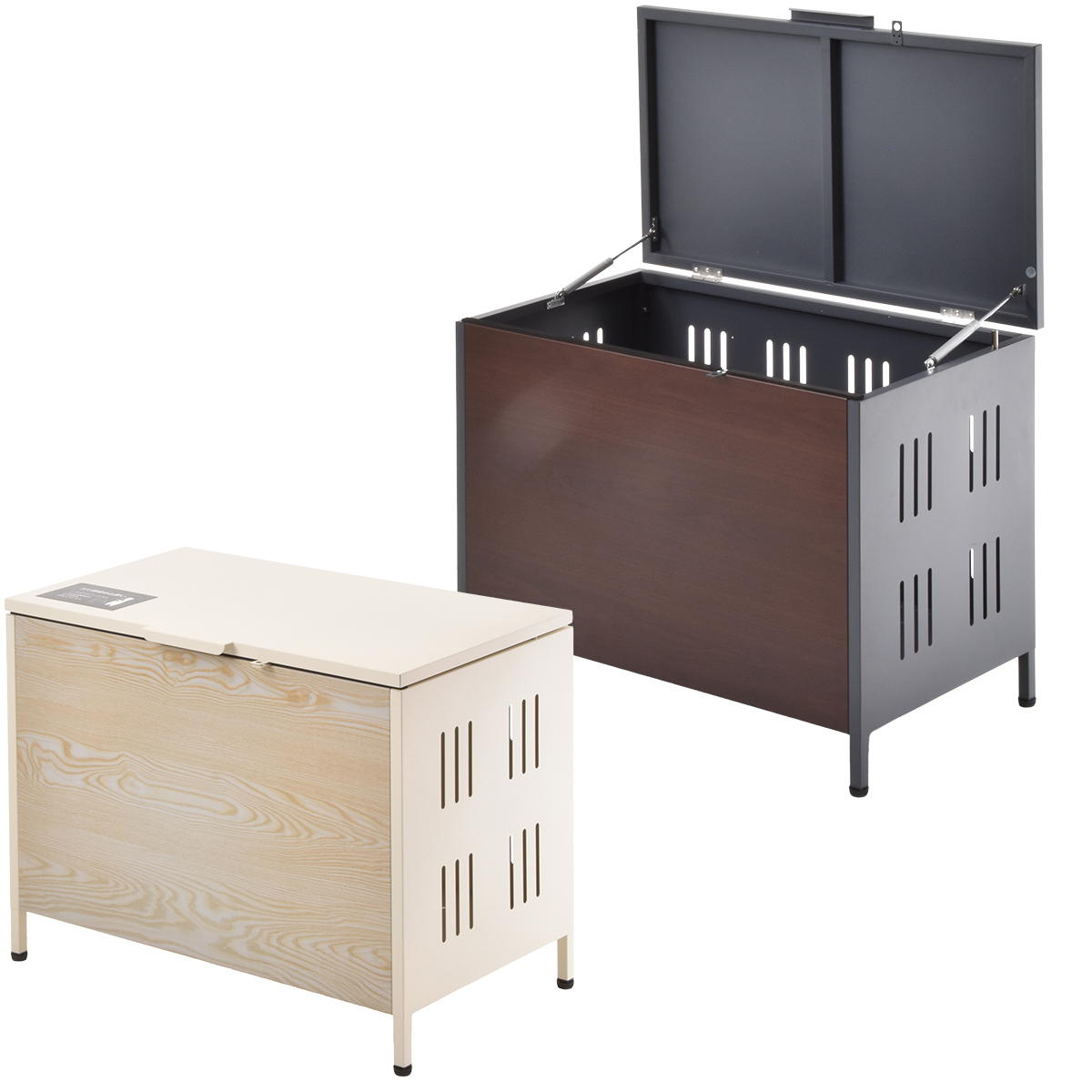 ゴミ箱 屋外ゴミ収納庫 Lucre Mサイズ 屋外 ( 145L 幅82cm ゴミ 3袋分 屋外ストッカー ゴミ置き場 ゴミ捨て おしゃれ 木目 洗える 水抜き穴 鍵穴付き 145リットル 大容量 ダストボックス ごみ箱 ソフトクローズ ) [3]