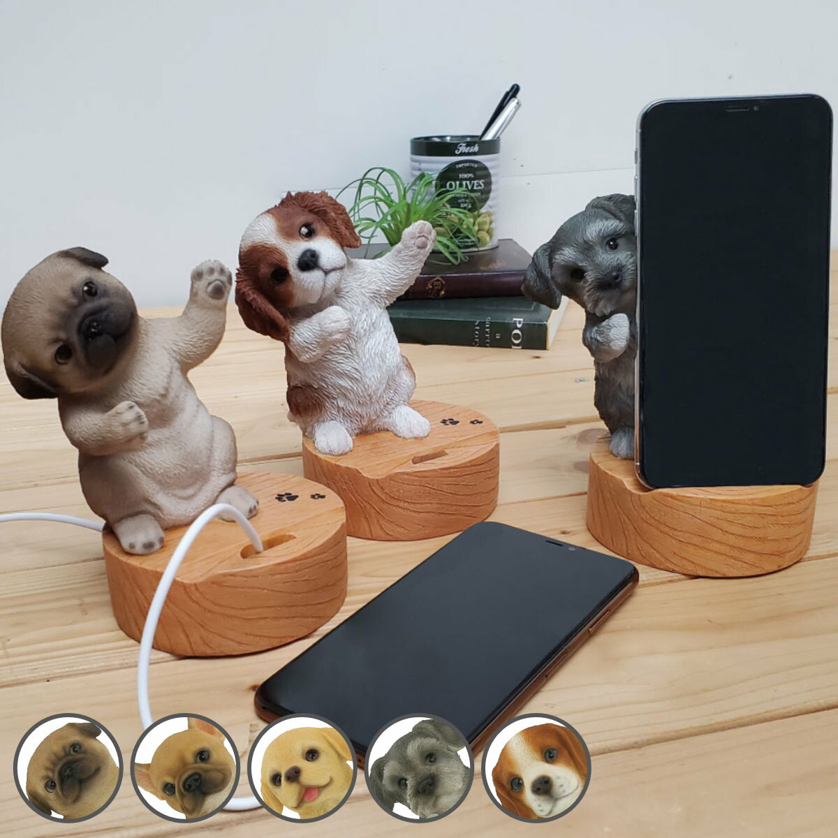 スマホスタンド イヌ オブジェ ペット 箱入り 携帯スタンド 充電 スマートフォンスタンド 縦置き 卓上 犬 いぬ アニマル スマホ置き 縦 かわいい スマホ 携帯 スタンド ホルダー スマホ立て イ…