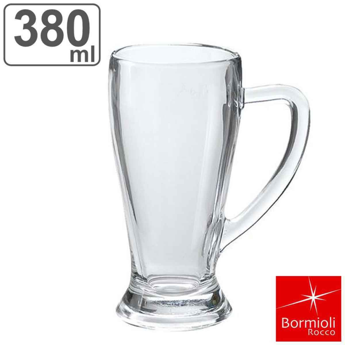 ボルミオリ・ロッコ ビアグラス 380ml BAVIERA バビエラ ガラス （ ビールグラス ビアタンブラー グラス コップ ガラス製 ビール お酒 シンプル 普段使い 来客用 曲線形状 目盛り付き おしゃれ ）